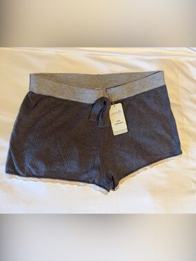 Lemon cashmere Charcoal Knit Lounge Shorts with Light Gray Waistband